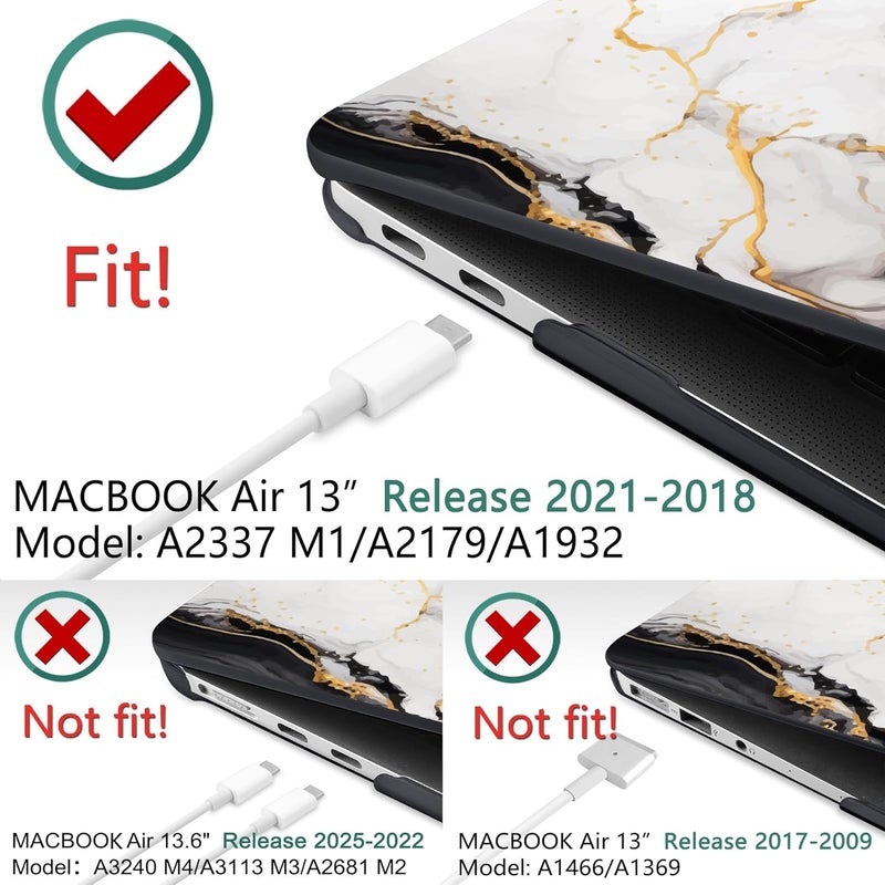 DONGKE Compatible with MacBook Air 13 inch Case 2021 2020 2019 2018 Release A2337 M1 A2179 A1932 with Retina Display & Touch ID, Plastic Hard Shell & Keyboard Cover - Abstract Marble - Image 3